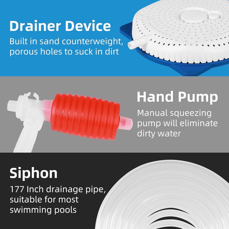 AQUAFLY Pool Cover Pump Siphon, Automatic Above Ground Pool Water Pump, White, Round, Plastic, Siphon Mechanism, Effortless Pool Drainage - Image 3